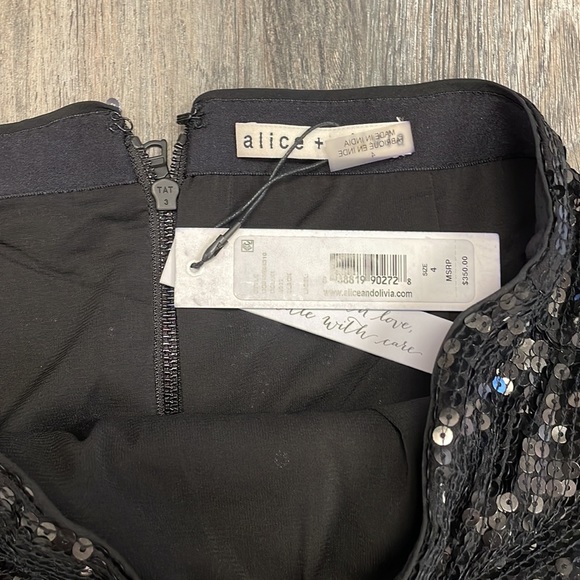 Alice + Olivia Fidela black sequin faux wrap miniskirt NWT - Picture 3 of 4